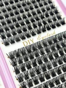 384 Clusters Single Cluster False Eyelashes DIY Lash Extensions Cross Style Lightweight Soft Daily Wear Thin Lash Band Natural Look Cluster False Eyelashes - D - View 3