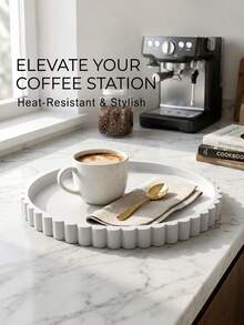 1pc Decorative Countertop Storage Tray: Round Silicone Tray, Modern Wavy Tray With Center Decoration, Round Decorative Tray Suitable For Home, Living Room, Dining Room, Kitchen, Bathroom, Multi-Functional Tray, Mother's Day Gift, Father's Day Gift - Multicolor - View 3