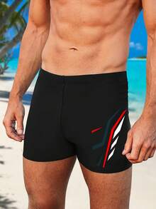 2 Packs Men's Tight Fit Printed Swim Briefs , With Adjustable Drawstring For Beach Pool Surfing Summer Daily Water Activities Boxer Briefs - Black - View 4