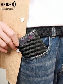 MIYIN Ultra-Thin Men's RFID Anti-Theft Bi-Fold Minimalist Front Pocket Wallet, With Bill Clip, Carbon Fiber Material, Credit Card Holder - Burnt Orange - View 8