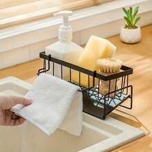 1pc Kitchen Sponge Holder Rack, Soap Dish, Stronger Material, Slanted Design To Prevent Water Accumulation, Independent Towel Hanging Rack, Effective Mold Prevention, Kitchen Storage, Kitchen, Kitchen Essentials, Bathroom Accessories, Kitchen Organizer, Dish Drying Rack, Sponge Holder - Multicolor - View 3