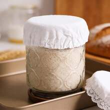 SULIKJHUI 10 Pack Sourdough Starter Cover, Cotton Sourdough Jar Cover, Breathable &Amp; Reusable Dough Proofing Cloth For 3-4 Inch Mason Jars, White Reusable Fermentation Cloth (White) - White - View 7