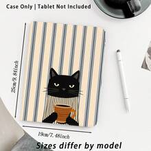 Striped, Cat And Other Pattern Painted Effect Tablet Protective Case, Built-In Pen Slot, With Stand, Suitable For Honor 8/9/10/X8/X8A/X9/X8Pro/X9Pro And Other Models/ MatePad Se 11 Inch/MatePad 11 Inch/11.5 Inch, MatePad Pro/, Apple 10th/11th Gen 2025 (A16), Galaxy Tab A7/A9 And Other Popular Models - Multicolor - View 2