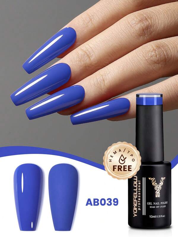 YOKEFELLOW 10ml Gel Nail Polish, Fashion Blue Series Soak Off UV LED Nail Gel, Vivid Full Nail Polish Gel For Summer Salon & Home DIY Manicure Nail Art