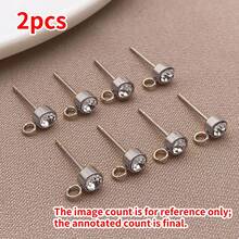 2Pcs 14/15/16mm Stainless Steel Gold Color Zirconia Stud Earrings Post With Hook For DIY Earring Making Jewelry Findings Wholesale - Multicolor - View 21