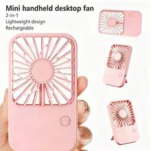 Nuevo ventilador portátil, ventilador de bolsillo mini recargable de escritorio, ventilador pequeño de mano con soporte, funcionamiento silencioso, recargable, ideal para regalar, regalo perfecto para estudiantes y parejas, para camping al aire libre y viajes por carretera - Multicolor - Ver 2