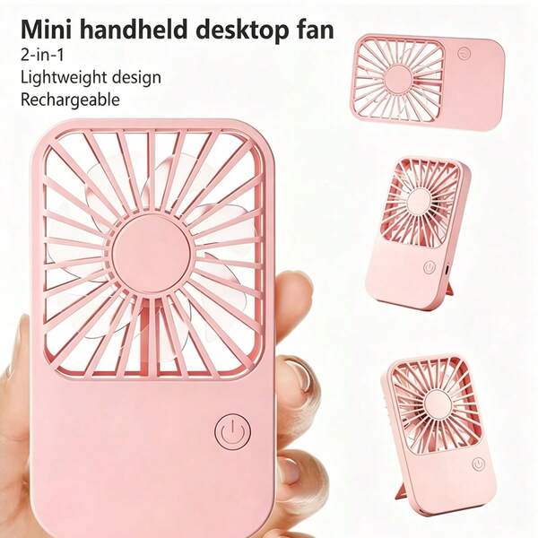 New Portable Fan, Rechargeable Desktop Mini Pocket Fan, Handheld Small Fan With Stand, Silent Operation, Rechargeable, Ideal For Gifting, Perfect Present For Students And Couples, For Outdoor Camping Road Trips