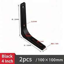 2/4pcs Heavy Duty L-Shaped Shelf Brackets, Iron Right Angle Wall Mount Support, Suitable For Industrial Style Furniture - 4-inch Black Stand (accessory Kit - Screwdriver) - View 11