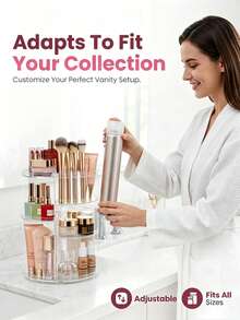 360 Degree Rotating Desktop Storage Rack, Acrylic Cosmetic Organizer Box Suitable For Lipstick, Skincare, Makeup Display Rack, Suitable For Vacation, Beach, Bathroom, Bedroom And More Scenes, Large Capacity - Storage Rack - View 9