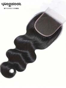 MEGALOOK Body Wave 4x4 Lace Frontal Brazilian 100% Human Hair Soft Lace Frontal 8-20 Inch Pre-Plucked Natural Color Versatile Fit For All Skin Tones For Women Daliy Wear - SNatural - View 3