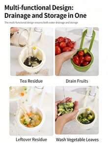 1件裝廚房懸掛式水槽食物殘渣過濾器，蔬菜洗滌盆排水籃，剩食過濾收納桶 - 米白色 - 查看 4