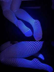 2/1pc Luminous Stockings, Shining In The Dark, Mesh Stockings, Sexy Luminous Fishing Net Stockings, Dance Stockings, Hollow High Waisted, Fluorescent Party Pantyhose, Women's Stockings Can Only Shine In Sunlight Or Strong Light. - Multicolor - View 5