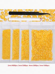 4袋 2-5mm 10,000顆樹脂水晶水鑽，適用於手工藝、衣物與布料，皇家藍平底寶石，深藍色平底水鑽，混尺寸大包裝，非熱熔，手工DIY手機殼、應援扇用（附黑色鑷子 + 白色點畫筆） - 多色 - 查看 28