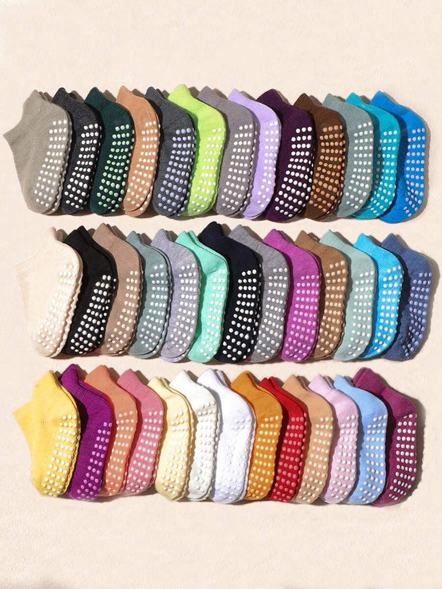 10 Pairs Random Color Anti-Slip Dot Grip Short Socks For Infants And Toddlers, Baby Indoor Floor Anti-Slip Invisible Socks, Macaron Multi-Color Breathable Elastic Learning To Walk Socks, Soft And Comfortable For All Seasons, Suitable For Home Crawling And Daily Wear - Multicolor - View 1