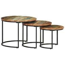 vidaXL Tavolini impilabili in legno di mango grezzo, set da 3 pezzi. Tavolino da caffè, tavolino laterale, tavolino da soggiorno, tavolino da divano, tavolo in legno, tavolino da tè, tavolino da soggiorno. - Recyceltes Massivholz - Visualizzare 1