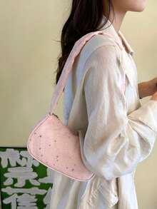 休閒女款腋下包 2026 新款 大容量 個性簡約單肩包 - 粉色 - 查看 5