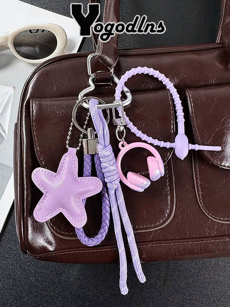 Yogodlns 精美美人魚海星貝殼鑰匙圈 女款手提包吊飾 DIY 珠寶禮物飾品配件 海洋系列貝殼海星鑰匙圈 - 彩色 - 查看 1