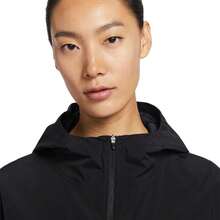 Nike One Zip-Up Hooded Drawstring Waist-Cinching Long-Sleeve Jacket For Women - Black - View 3