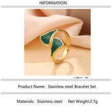 Anillo abierto geométrico minimalista de acero inoxidable con diseño de gota de aceite, perfecto para que las mujeres lo usen a diario o como regalo - anillo - Ver 7