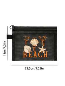 這款海灘網格包印有「Beach_please」文字與貝殼圖案，可收納口紅與氣墊粉撲的便攜化妝包，充滿海岸風情。透明大容量旅行化妝收納包，夏威夷風網格化妝包，適合海灘度假、購物、休閒旅行、健身，適合作為母親節、情人節、教師節禮物，適合女性旅行、短途旅行與日常通勤使用 - 彩色 - 查看 9