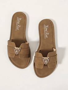 Sandali piatti casual da donna stile coreano, sandali romani intrecciati con punta aperta, nuove scarpe slip-on piatte stile francese per primavera estate autunno, adatte per uso all'aperto, spiaggia, appartamento, da abbinare con gonne - Castano - Visualizzare 6