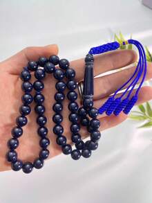 1 pieza 51-Cuentas de resina azul marino brillante, Tasbih de borla tejida a mano, Rosario de oración y recitación islámica portátil - Multicolor - Ver 3