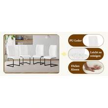 Scandinavian Style Dining Chair Set (Set Of 2) / Faux Leather Dining Chairs / Ergonomic Design / Non-Slip Chair Legs / Suitable For Dining Room And Living Room - White + Black - View 11