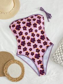 Ladies' Spring And Summer Floral Outfit, A One-Piece Swimsuit, Essential For Island Tourism And Vacation Beach - Multicolor - View 3
