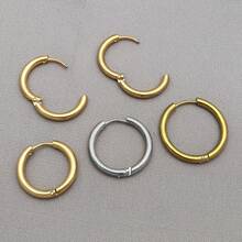 3pcs 8-18mm Stainless Steel Ear Hoop Gold Color Earring For Women Men DIY Jewelry Making Earring Punk Hiphop Piercing Accessory - Multicolor - View 7