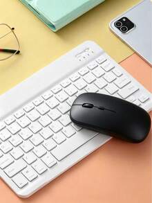 1 pieza Ratón inalámbrico silencioso de plástico color macaron, compatible con iPad y portátil (Batería no incluida) - Negro - Ver 4