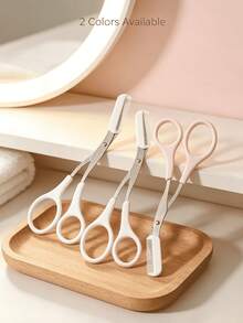 1/3/5pcs Premium Cute Pink Beauty Style , Polished Solid Stainless Steel , Built-In Attached Comb Integrated Design , Eyebrow Trimming Grooming Scissors , For Women Makeup Beginners , Travel Daily Eye Makeup Gift Tool - Eyebrow Trimmer - View 6