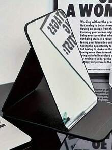 1pc/Set Foldable Makeup Mirror - Desktop Vanity Mirror, Space-Saving Design, Suitable For Bathroom And Dorm, Portable Desktop Mirror, Home Decor And Gift (Black) Portable Small Mirror, Beach Essential, Beach Makeup Storage Essential, Portable Vanity Mirror, Apartment Essential Small Mirror, Dorm Essential Mirror, Bathroom Decor Mirror, School Essential Small Mirror Supplies - Black - View 6