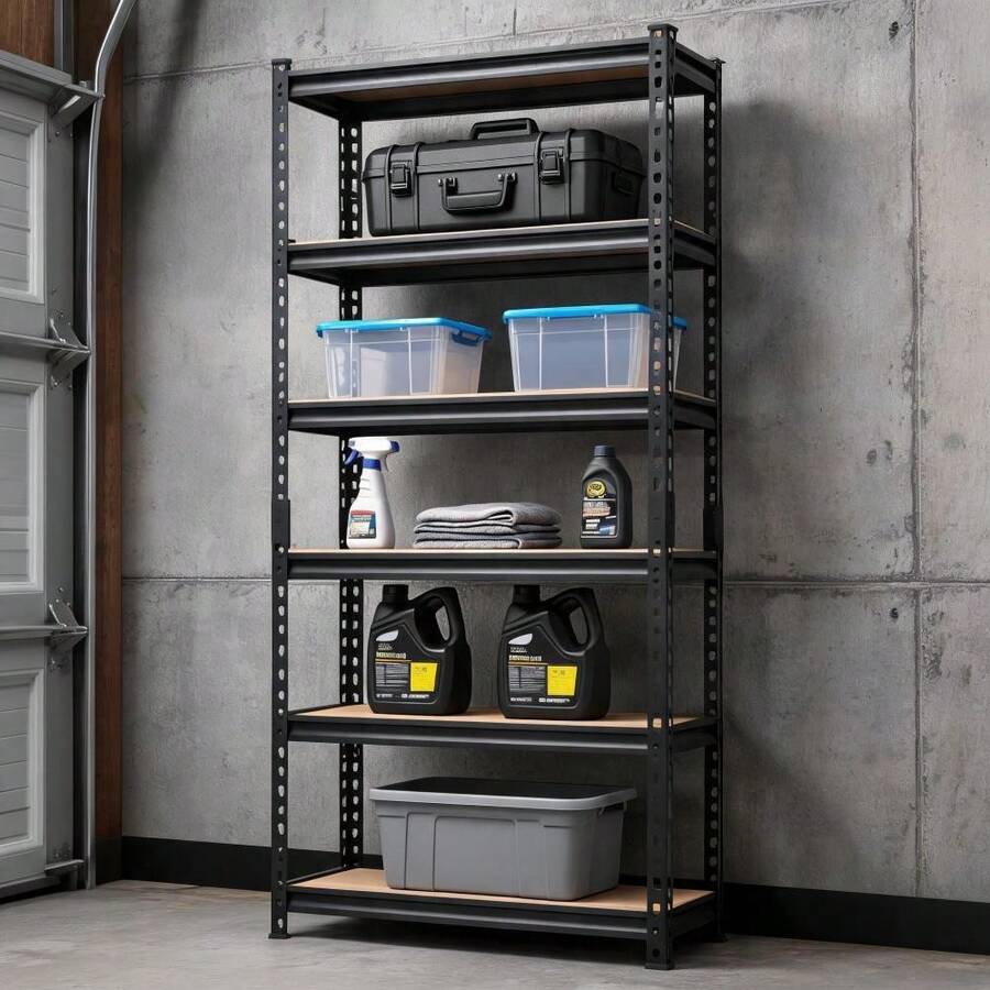 Heavy Duty 5-Tier Metal Shelving Unit – Adjustable Standing Storage Rack – 2500 Lbs Capacity – Utility Shelves For Garage, Pantry, Warehouse, Kitchen, Laundry - 黑色 - 查看 1