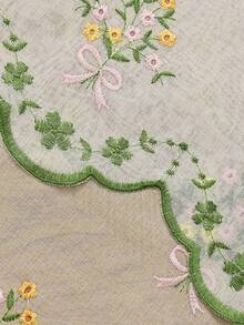 1PC French Country Floral Bellflower Embroidered Sheer Curtain - Semi-Transparent Polyester Sun-Shading Filter, Rod Pocket Design, Suitable For Kitchen, Dining Room And Living Room Decor|Room Decor - White - View 10