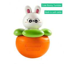 1pc Cute Rabbit & Carrot Rocking Toy - 360° Rocking Fun, Suitable For 0 Months And Up Babies | Promotes Hearing, Vision And Brain Development | Easy-To-Grip Baby Rattle - Multicolor - View 2
