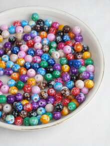 50pcs/100pcs Manik-Manik Akrilik Retak 8mm untuk Pembuatan Perhiasan, DIY Gelang Manik-Manik, Anting, Kalung, Gantungan Kunci - MultiWarna - View 5