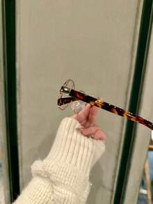 "D U K E" Series Retro Round Blue Light Block Glasses  Vintage Tortoiseshell & Gold Metal Frame, Fashion Non-Prescription Clear Lens Eyewear, - 無色 - 查看 10
