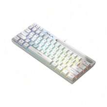AULA F3061 Teclado con Sensación Mecánica 64 Teclas Retroiluminado RGB Teclado Mini Cableado Compatible con Portátil PC Teclado de Ratón Portátil Teclado Gaming Original AULA - Ver 2