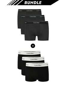 Calvin Klein [حزمة] 3 عبوات بوكسر الأكثر مبيعًا + 3 عبوات بوكسر رجالي الأكثر مبيعًا - أسود + أبيض وأسود - مشاهدة 1