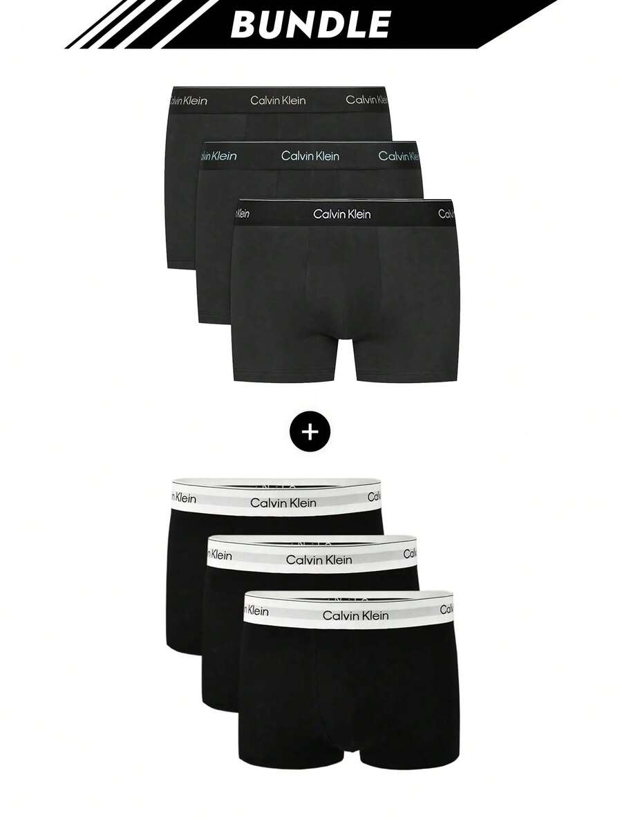 Calvin Klein [حزمة] 3 عبوات بوكسر الأكثر مبيعًا + 3 عبوات بوكسر رجالي الأكثر مبيعًا - أسود + أبيض وأسود - مشاهدة 1