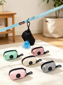 Portable Pet Waste Bag Dispenser, Convenient Dog Poop Bag Holder, Cute Macaron/Polka Dot High-Quality Soft Neoprene Fashion Dog Waste Bag Storage, Ideal Choice For Pet Lovers - Multicolor - View 2