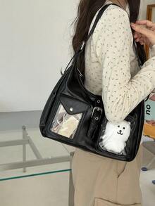 Niche Design Large Capacity Fashion Transparent Ita Bag For Women 2026 New Highly Attractive Versatile Commute Fan Idol Bag - Black - View 2