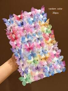 20pcs Random Color Butterfly Hair Clips, Sweet Style Hair Accessories Suitable For Daily Wear - Multicolor - View 4
