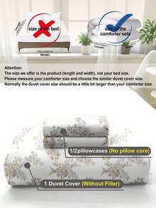 2/3件組葉花圖案被套組，超柔軟透氣高級微纖維四季床寢，可機洗，耐褪色/抗起球/抗縮水/抗皺，適用單人/雙人/大號/特大號床，INS現代清新風，易打理，送禮佳品 - 彩色 - 查看 11