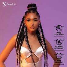 Sensationnel X-Pression Prestretched Braiding Hair - 3x Braid 58 Inch All Kanekalon Flame Retardant Synthetic Braid For Box Braids And Twists (1 Pack, 1B OFFBLACK) - ColorC - View 9