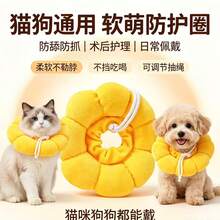 1件裝貓狗用黃色向日葵伊莉莎白軟領圈,術後防舔羞恥圈,不影響進食、跑跳與睡眠 - 查看 2