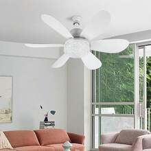 2 Piazes Ventilador de techo para con control remoto Pequeño ventilador de bombilla LED, bombillas de ventilador creativas para reemplazo, luz ambiental para el hogar, dormitorio,súper silencioso, viento fuerte, cabeza de luz E27, con función de memoria - cristal - Ver 6