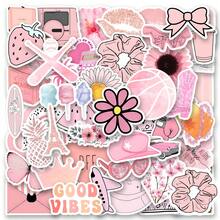 50Pcs Pink Series Stickers Stationery Graffiti Stickers, Decals For Party, Water Bottle, Scrapbook, Laptop, Skateboard, Computer, Gift Bags, Envelope Seals, Office Supplies, For Teens Fans - Pink Series Stickers - View 1