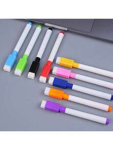 8 Colors Dry Erase Markers With Erasers, Suitable For Office Whiteboards, Calendars, Fridges, Creative Holiday Gifts, Back To School Supplies, Etc. - Multicolor - View 5