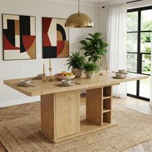 Extendable Dining Table 140/180 * 80 Cm, Suitable For 6-8 People, With Storage Space, Thickened Tabletop, Extendable Dining Table In Scandinavian Style, Oak Color - 駝色 - 查看 3